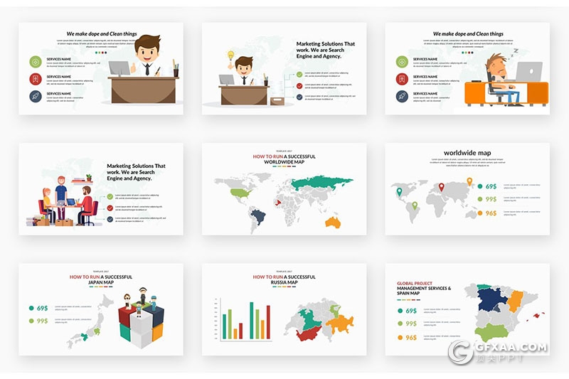 158页欧美商务风格PPT模板 创意逻辑图形合集ppt模板 - 顶尖PPT