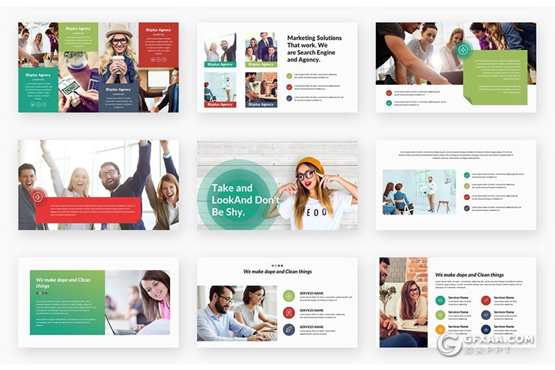 158页欧美商务风格PPT模板 创意逻辑图形合集ppt模板 - 顶尖PPT