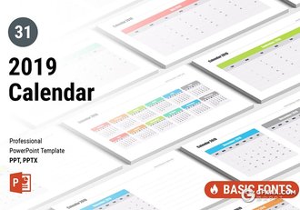 2019年日历ppt模板 - 顶尖PPT