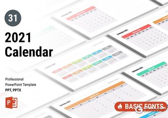 2021年日历表ppt模板 - 顶尖PPT