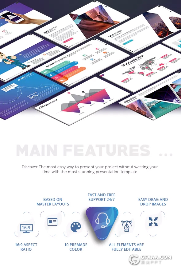 230页创意三角形商务多用途PPT模板 10种配色2种底色 - 顶尖PPT