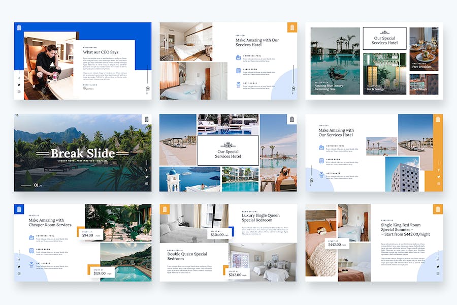 豪华酒店品牌形象宣传展示PPT模板 - 顶尖PPT