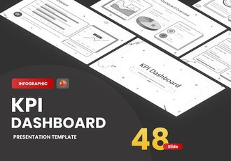 黑白涂鸦KPI可视化图形图表PPT模板 - 顶尖PPT