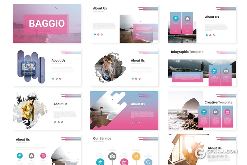 30页精美渐变配色个人工作历程介绍ppt模板 - 顶尖PPT