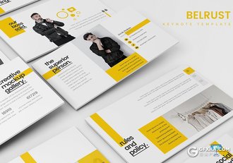 30页5种配色 时尚杂志风格模特写真keynote模板 - 顶尖PPT