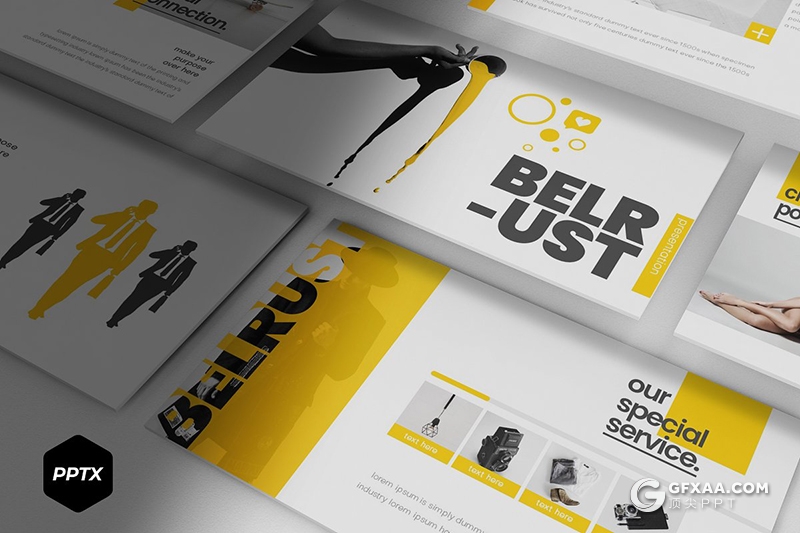 30页5种配色 时尚杂志风格模特写真ppt模板 - 顶尖PPT