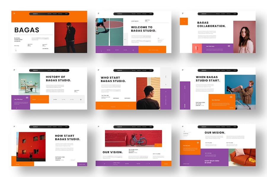 国外市场流行风格服装模特摄影展示keynote模板 - 顶尖PPT