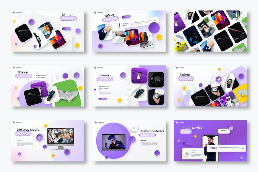 精美虚幻圆形欧美商务商业通用PPT模板 - 顶尖PPT