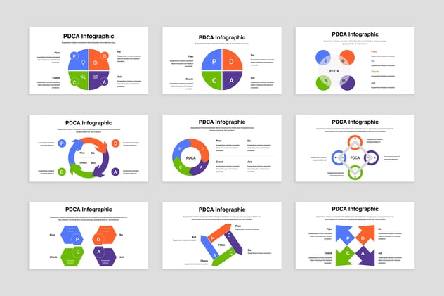红白现代PDCA循环图表PPT模板 - 顶尖PPT