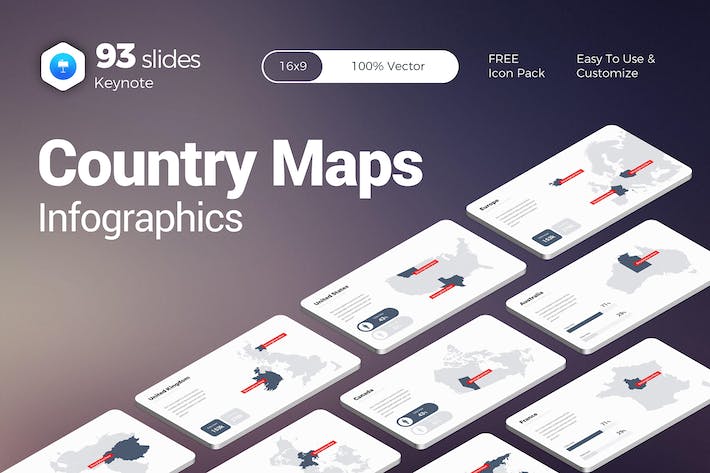 全世界国家地区地图图形keynote模板 - 顶尖PPT