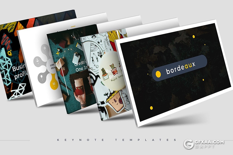 30页5种配色 创意作品展示keynote模板 - 顶尖PPT