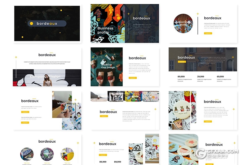 30页5种配色 创意作品展示keynote模板 - 顶尖PPT