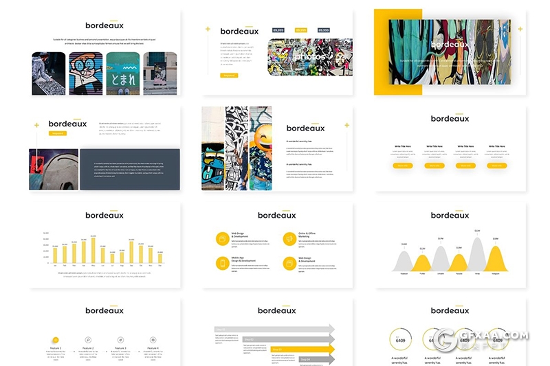 30页5种配色 创意作品展示keynote模板 - 顶尖PPT