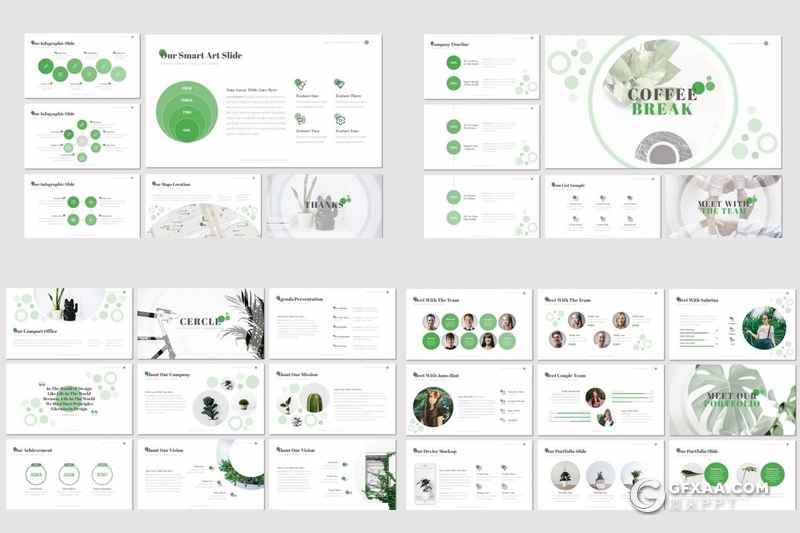 30页5种配色植物养殖介绍google slides模板 - 顶尖PPT