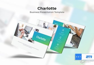 30页蓝绿渐变欧美商务keynote模板 - 顶尖PPT