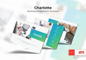 30页蓝绿渐变欧美商务ppt模板 - 顶尖PPT