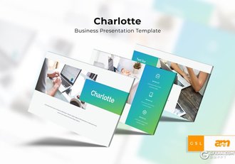 30页蓝绿渐变欧美商务google slides模板 - 顶尖PPT