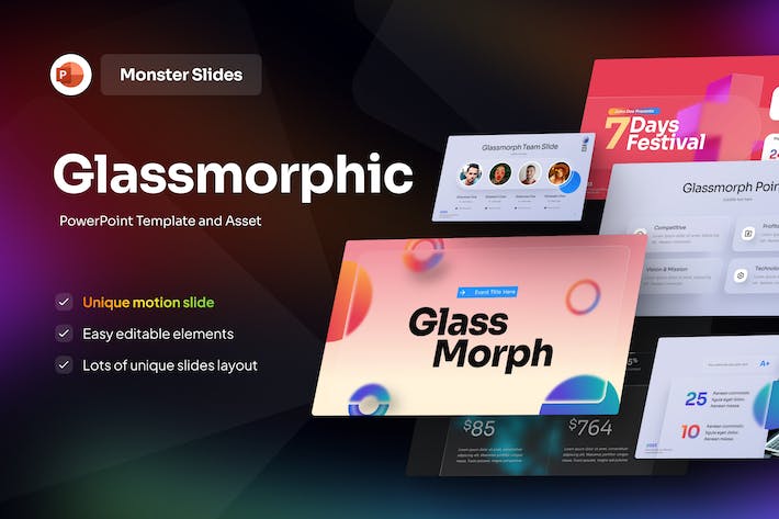 玻璃质感虚化背景3D人物图形PPT模板 - 顶尖PPT