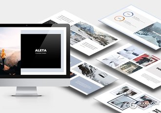 62页极简风格摄影图片展示PPT模板 两种底色 - 顶尖PPT