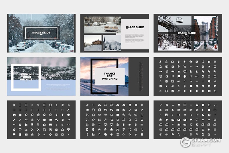 62页极简风格摄影图片展示PPT模板 两种底色 - 顶尖PPT