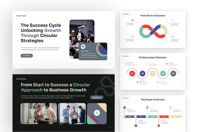 圆圈流程图形图表PPT模板 - 顶尖PPT
