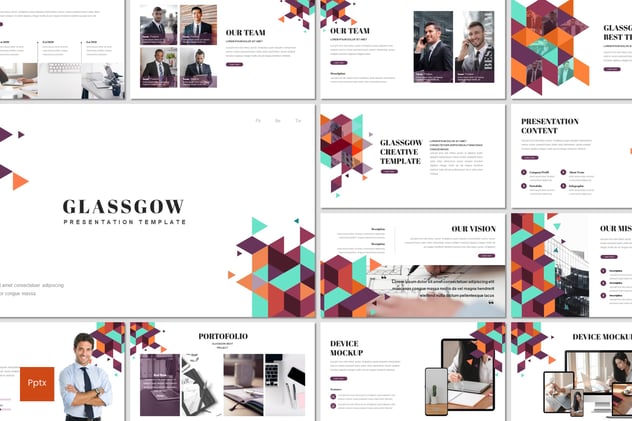 创意菱形组合设计商务PPT模板 - 顶尖PPT