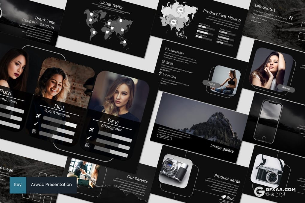 30页5种配色数码照片展示keynote模板 - 顶尖PPT