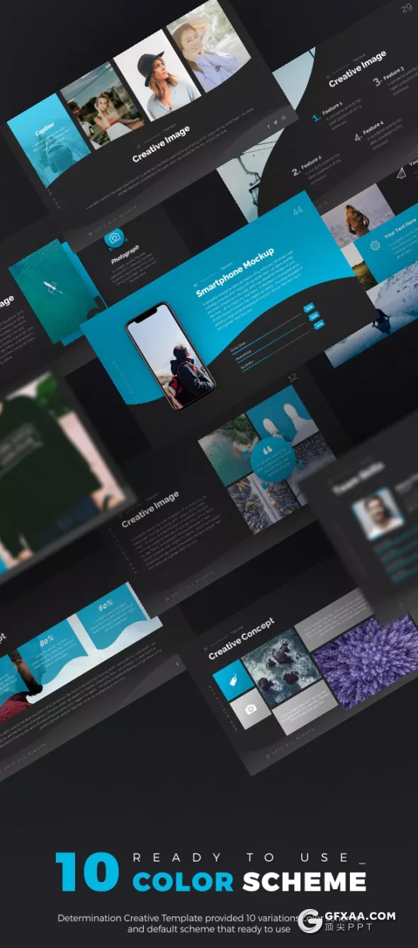 60页11种配色国外高端设计多用途PPT模板 - 顶尖PPT