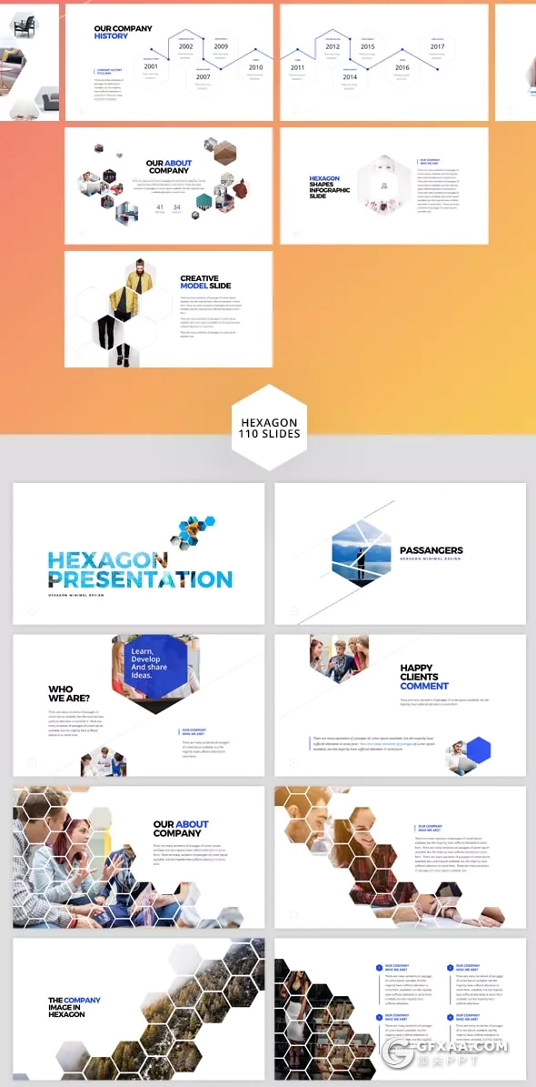 110页创意六边形商务多用途keynote模板 - 顶尖PPT