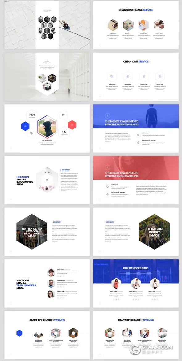 110页创意六边形商务多用途keynote模板 - 顶尖PPT