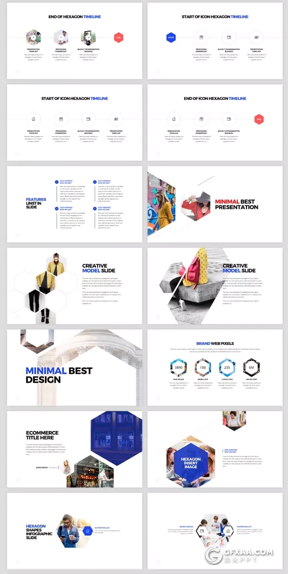 110页创意六边形商务多用途keynote模板 - 顶尖PPT