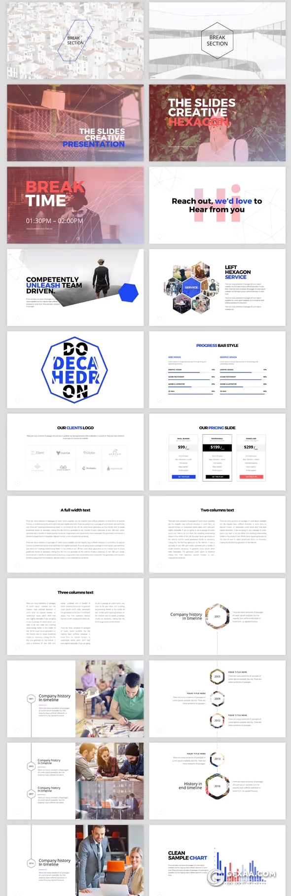 110页创意六边形商务多用途keynote模板 - 顶尖PPT