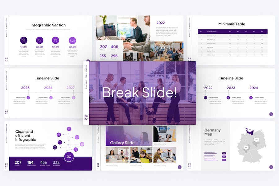蓝色极简商务风格团队介绍国外通用keynote模板 - 顶尖PPT