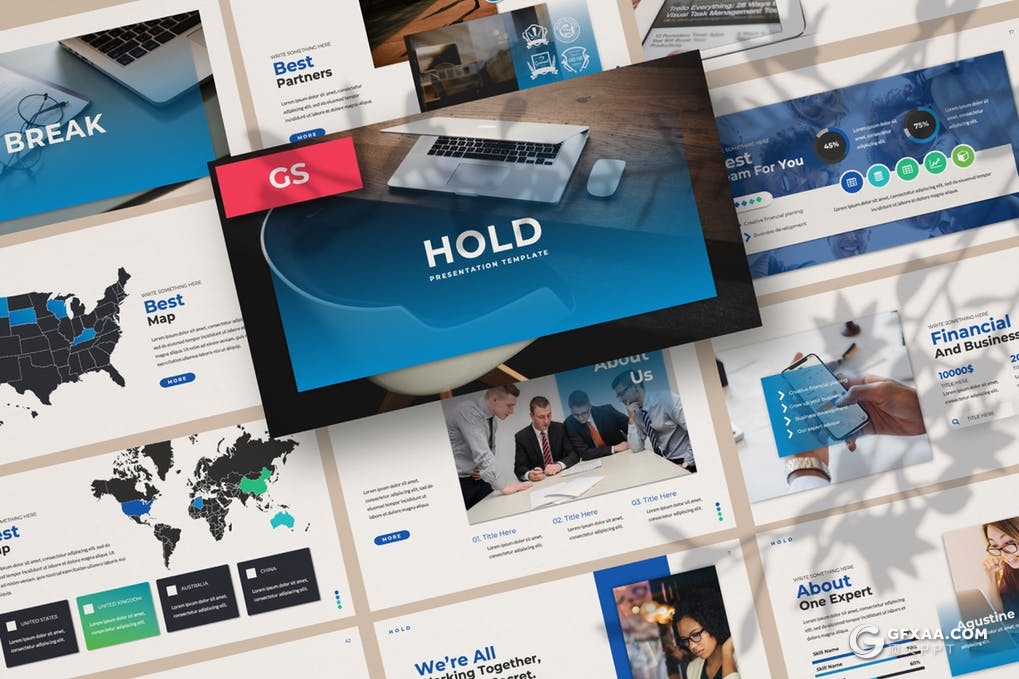 50页5种配色 欧美商务通用google slides模板 - 顶尖PPT