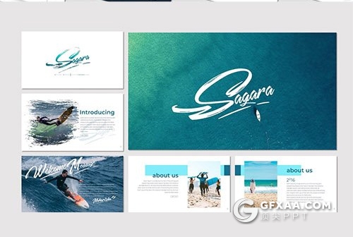 30页5种配色旅游度假冲浪冒险Google slides模板 - 顶尖PPT