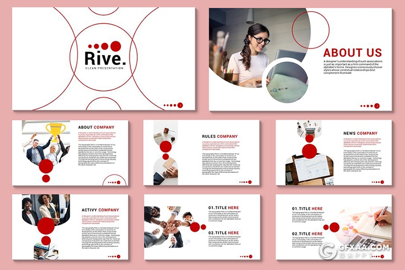 58页创意圆形组合设计商务ppt模板 - 顶尖PPT