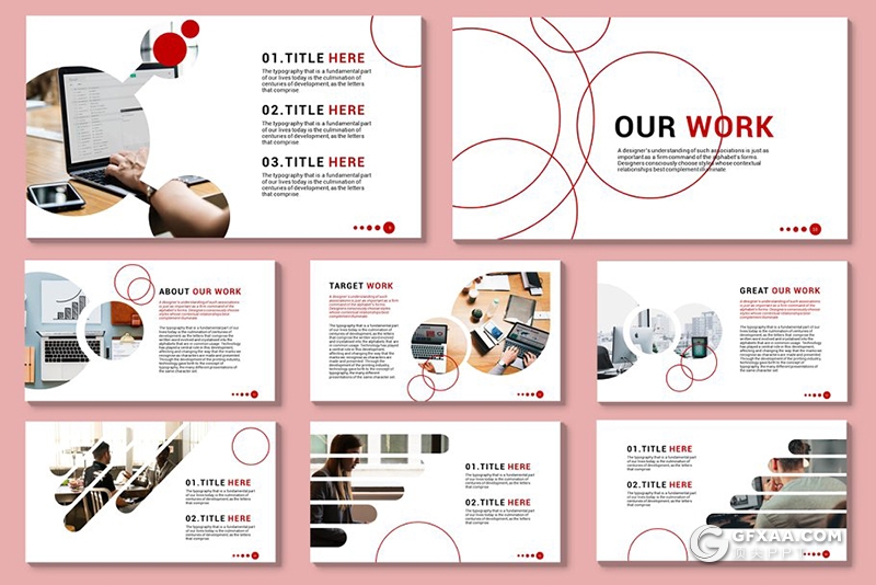 58页创意圆形组合设计商务ppt模板 - 顶尖PPT