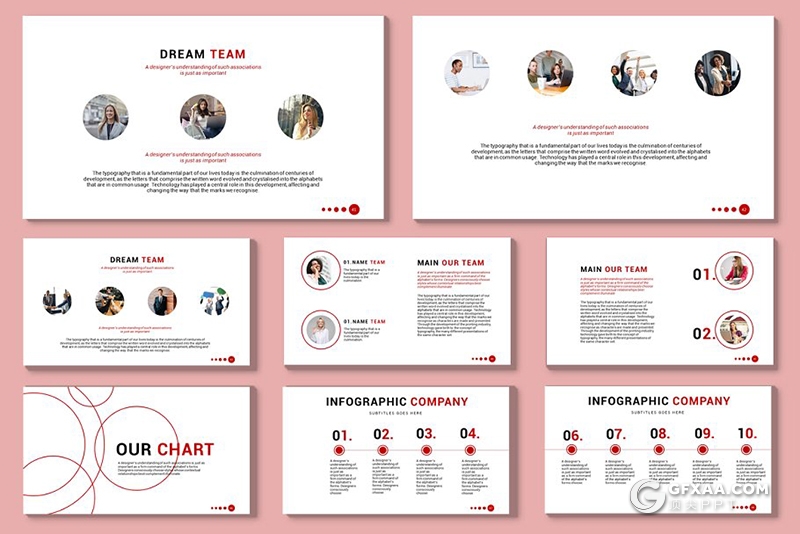 58页创意圆形组合设计商务ppt模板 - 顶尖PPT