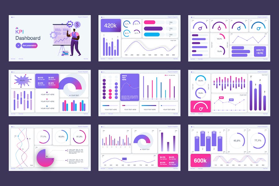 业务KPI关键指标数据可视化PPT模板 - 顶尖PPT