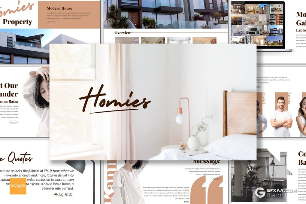 30页5种配色建筑设计团队介绍Google slides模板 - 顶尖PPT