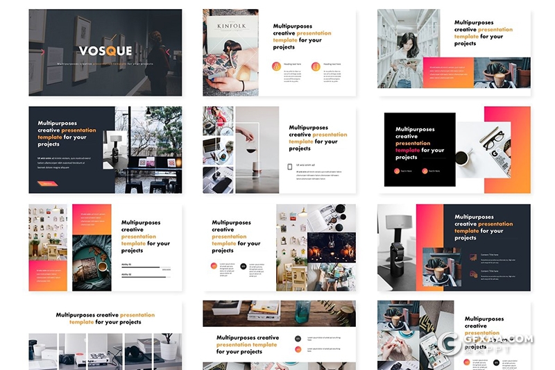 30页5种渐变配色欧美通用ppt模板 - 顶尖PPT