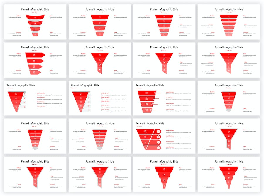 红色漏斗信息图图形图表PPT模板 - 顶尖PPT