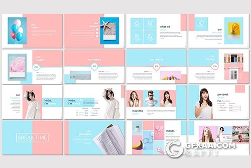 30页5种配色时尚唯美风格Google slides模板 - 顶尖PPT