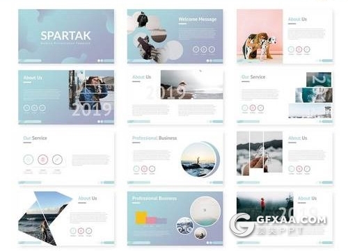 30页5种配色创意商务通用Google slides模板 - 顶尖PPT