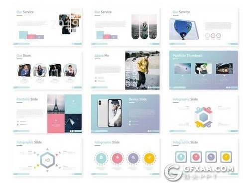 30页5种配色创意商务通用Google slides模板 - 顶尖PPT