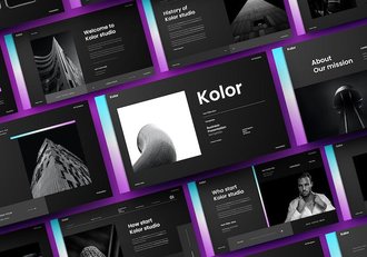 篮紫配色暗黑商务通用国外keynote模板 - 顶尖PPT