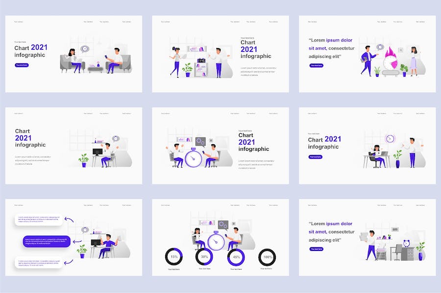 商业办公职场场景插画PPT模板 - 顶尖PPT