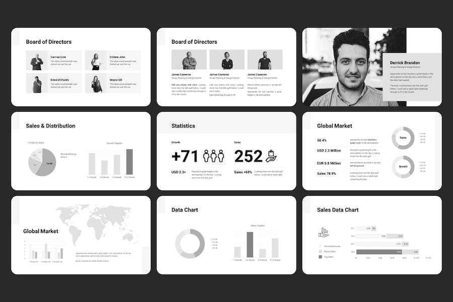 黑白灰配色年度报告keynote模板 - 顶尖PPT