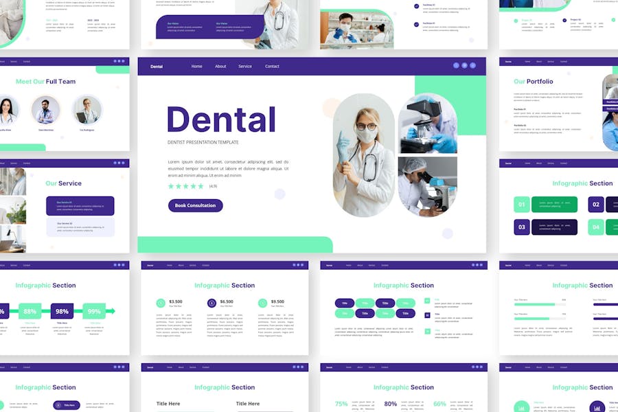 牙科口腔诊所品牌服务Keynote模板 - 顶尖PPT
