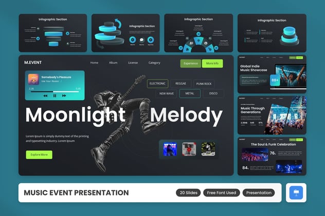 音乐节现场活动表演秀演出策划keynote模板 - 顶尖PPT